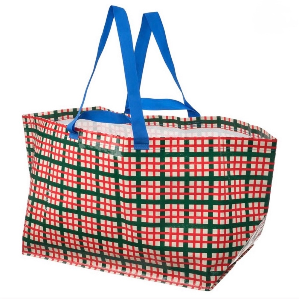 IKEA VINTERFINT Large Shopping Bag 🎄 Multicolor Check Pattern Holiday Tote NWT